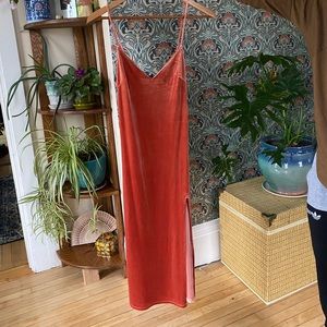 Velvet midi high slit dress